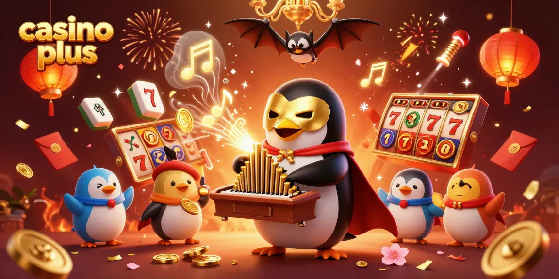 Experience the thrill of casino plus with a vibrant 3D scene showcasing lively gaming elements.