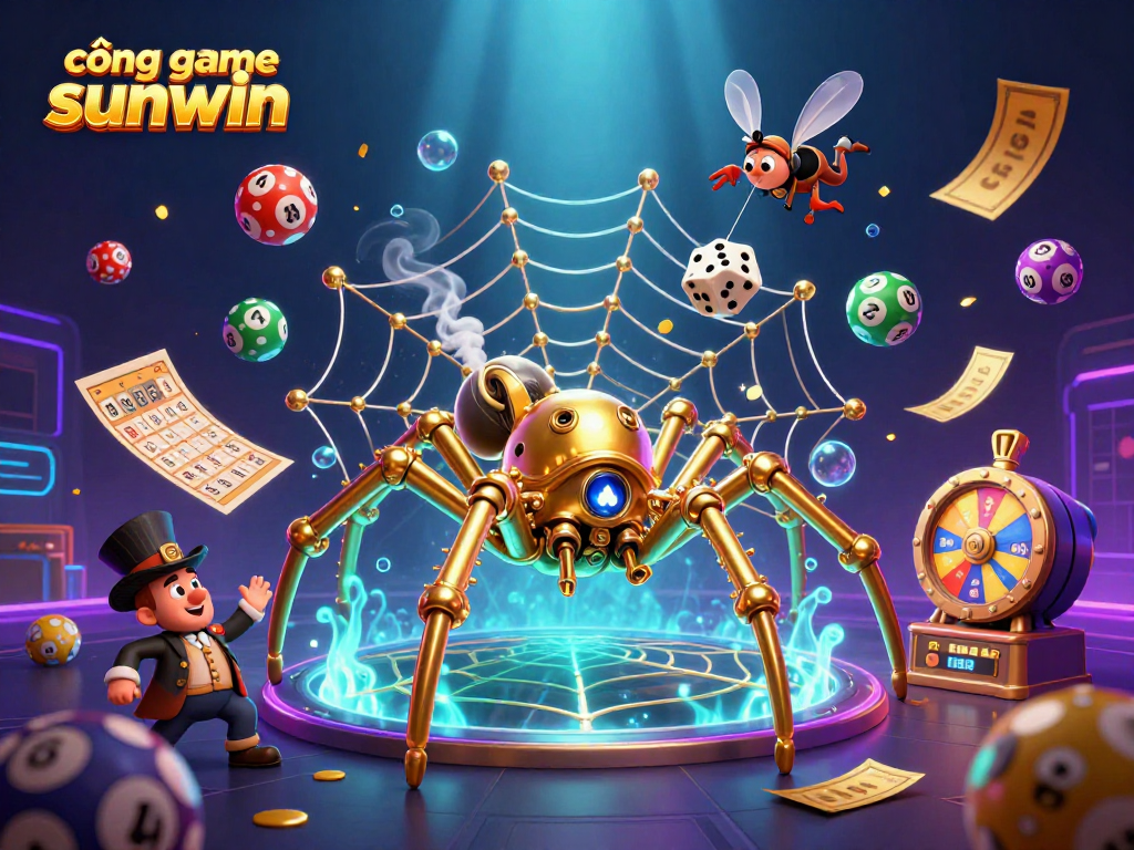 Catch exciting wins at cổng game sunwin with vibrant lottery elements and steampunk characters.