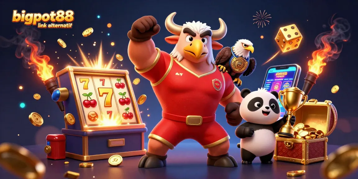 Win big with bigpot88 link alternatif in this vibrant 3D casino celebration scene filled with excitement.