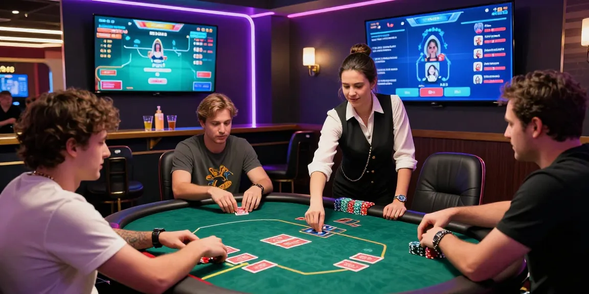 Permainan poker online di dewapoker dengan pemain antusias dan suasana kasino virtual yang dinamis.
