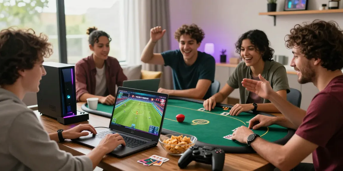 Friends enjoying gaming together on Lotus365 in a cozy living room environment.