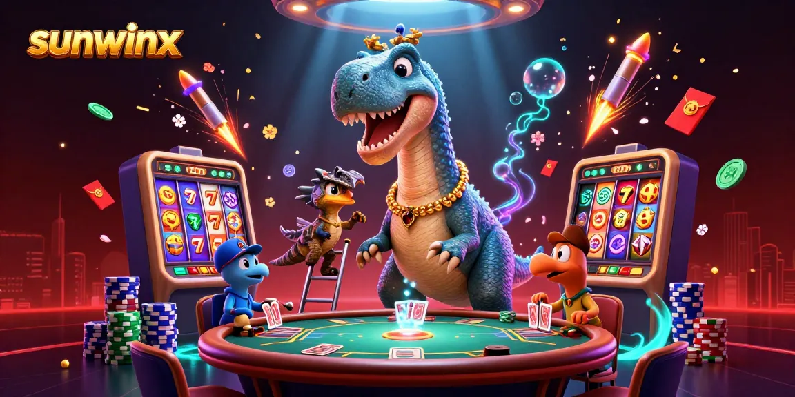 Engage in exciting gambling with sunwinx at a vibrant casino featuring animated characters.