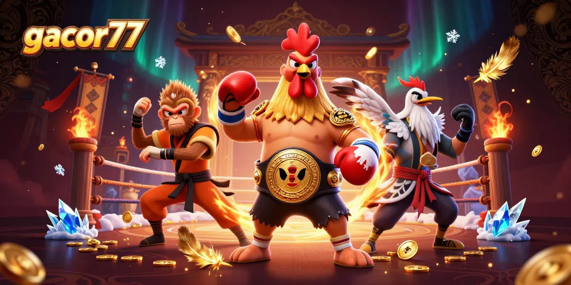 Bermain dengan gacor77, ayam jantan Muay Thai melawan penduduk yang bijak dalam arena penuh koin emas.