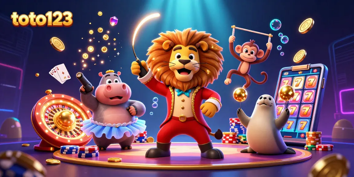 Experience thrilling wins with toto123 in a vibrant, dynamic casino illustration.