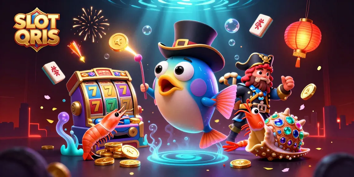 SLOT QRIS players enjoy vibrant jackpot thrills with a festive underwater scene filled with treasures and lucky symbols.
