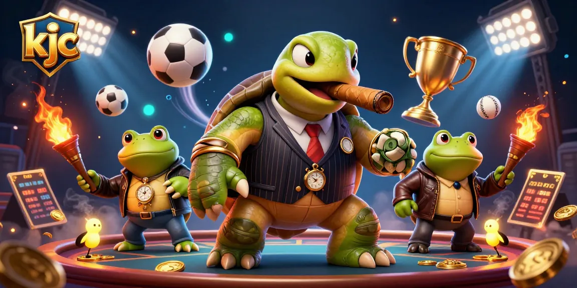 Bet on exciting opportunities at kjc with a vibrant casino scene featuring unique characters and sports dynamics.