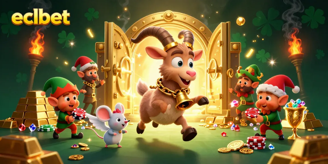 ECLBet brings captivating gaming excitement with a vibrant casino scene featuring playful characters and thrilling elements.