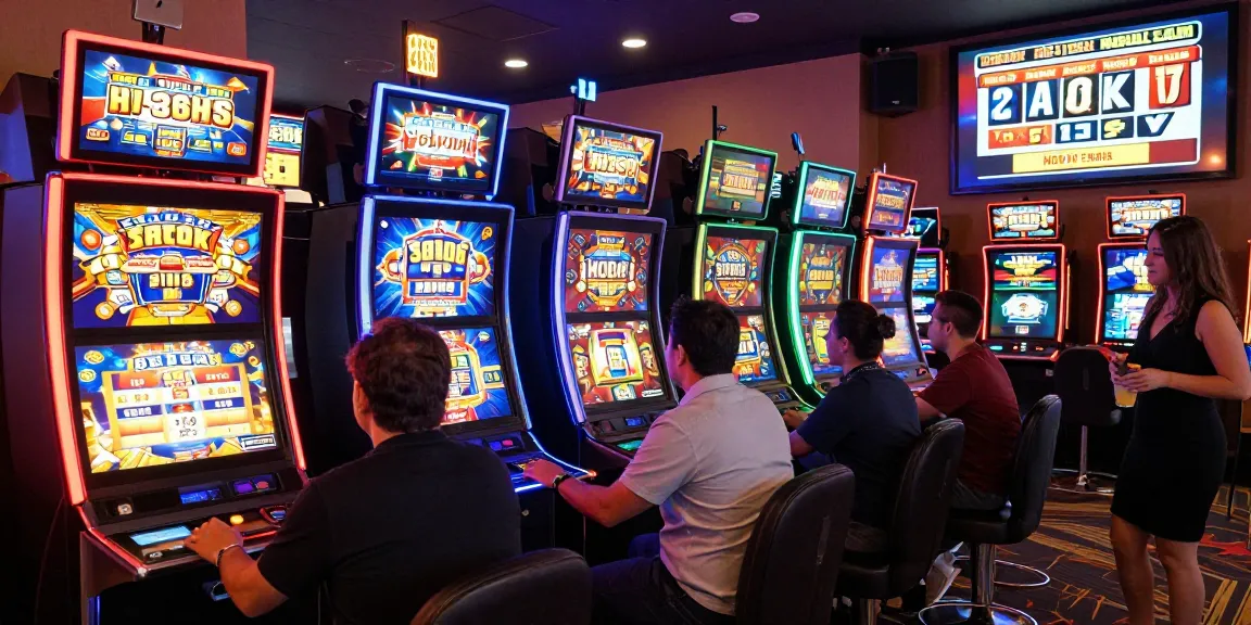 Pengalaman bermain di situs slot gacor dengan mesin slot berwarna-warni dan pemain yang bersemangat.