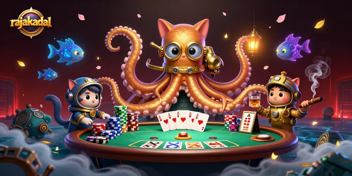 Gameplay seru di Rajakadal dengan dinamisnya Kraken Emas dan kucing penyelam di kasino.