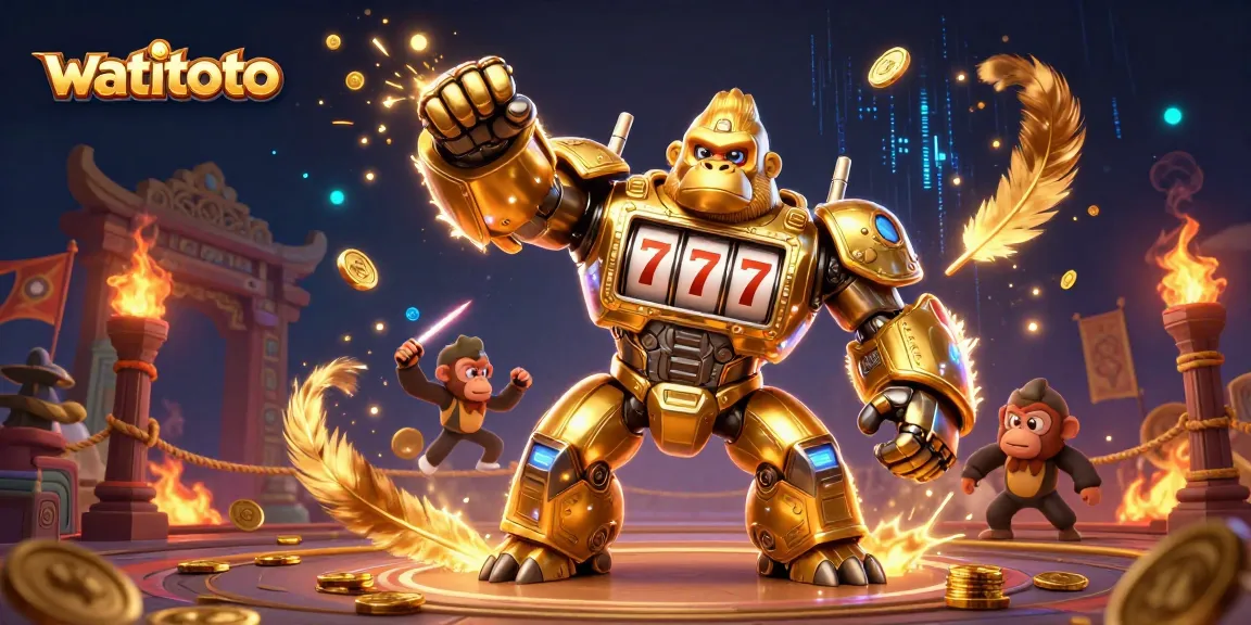 Experience thrilling gameplay at watitoto with an explosive golden gorilla mech and dynamic casino elements.