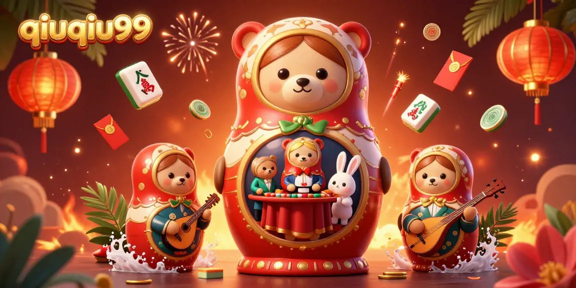 Engage with the vibrant qiuqiu99 scene showcasing lively gambling elements, iconic characters, and festive decorations.